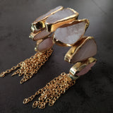 REAL ROSE QUARTZ ADJUSTABLE BANGLE