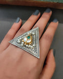 TRIBAL SILVER PLATED RING