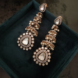 STATEMENT POLKI KUNDAN EARRINGS WITH PEARL HANGINGS