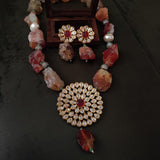 WEAR ME EXCLUSIVE RAW CITRINE STONE NECKPIECE WITH EARRINGS