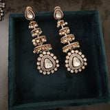 STATEMENT POLKI KUNDAN EARRINGS WITH PEARL HANGINGS