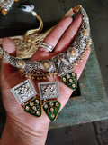 TRIBAL SILVER PLATED EXCLUSIVE NECKPIECE WITH EARRINGS