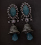 TRIBAL SILVER PLATED STONE EARRINGS