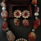 WEAR ME EXCLUSIVE RAW CITRINE STONE NECKPIECE WITH EARRINGS