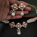 DESIGNER POLKI KUNDAN CHOKER WITH EARRINGS