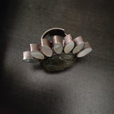 REAL LABRADORITE AND MOTHER OF PEARL RING