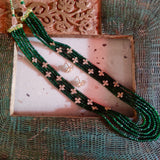 DESIGNER SEMI PRECIOUS STONE AND KUNDAN STRING WITH EARRINGS