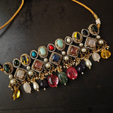 EXCLUSIVE NATURAL STONE CHOKER WITH EARRINGS