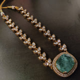 DESIGNER DOUBLET STONE NECKLACE WITH EARRINGS