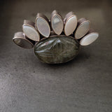 REAL LABRADORITE AND MOTHER OF PEARL RING