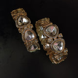 FINEST QUALITY REAL GOLD PLATED POLKI KUNDAN BANGLES