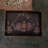 TRIBAL REAL SILVER PLATED CHOKER WITH EARRINGS