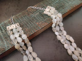 REAL MOON STONE SEMI PRECIOUS THREE LAYER STRING