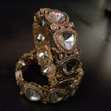 FINEST QUALITY REAL GOLD PLATED POLKI KUNDAN BANGLES