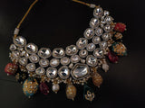 EXCLUSIVE FINEST QUALITY POLKI KUNDAN CHOKER WITH EARRINGS