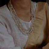 REAL MOON STONE SEMI PRECIOUS THREE LAYER STRING