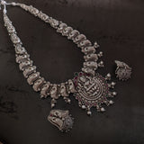 TRIBAL SILVER PLATED NECKLACE WITH EARRINGS