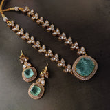 DESIGNER DOUBLET STONE NECKLACE WITH EARRINGS