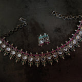 EXCLUSIVE TRIBAL SILVER CHOKER WITH EARRINGS