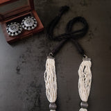 TRIBAL REAL SILVER PLATED NECKLACE WITH EARRINGS IN ANTIQUE FINISH