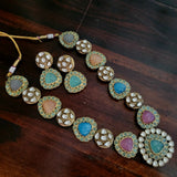 EXCLUSIVE FINEST QUALITY MULTICOLOR STONE NECKLACE WITH EARRINGS