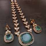 DESIGNER DOUBLET STONE NECKLACE WITH EARRINGS
