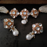 DESIGNER POLKI KUNDAN CHOKER WITH EARRINGS