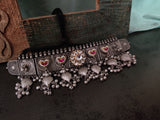 EXCLUSIVE TRIBAL SILVER PLATED POLKI KUNDAN NECKLACE WITH EARRINGS