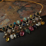 EXCLUSIVE NATURAL STONE CHOKER WITH EARRINGS