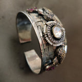 EXCLUSIVE TRIBAL SILVER PLATED DESIGNER ADJUSTABLE BANGLE