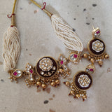 DESIGNER POLKI KUNDAN CHOKER WITH EARRINGS