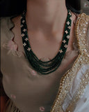 DESIGNER SEMI PRECIOUS STONE AND KUNDAN STRING WITH EARRINGS