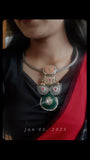 TRIBAL SILVER PLATED DESIGNER NECKLACE WITH EARRINGS