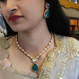 DESIGNER SEMI PRECIOSSTONE NECKLACE WITH EARRINGS