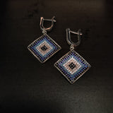 SILVER EVIL EYE EARRINGS AND RING SET
