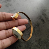 REAL STONE AND BAROQUE ADJUSTABLE BANGLE