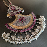 SILVER PLATED TRIBAL NECKLACE IN ANTIQUE FINISH