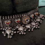 EXCLUSIVE TRIBAL SILVER PLATED POLKI KUNDAN NECKLACE WITH EARRINGS