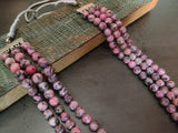 NATURAL PINK MARBLED JADE RONDELLE THREE LAYERS STRING