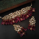 STATEMENT POLKI KUNDAN CHOKER IN SEMI PRECIOUS STONES