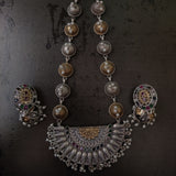TRIBAL SILVER PLATED NECKLACE WITH EARRINGS