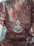 TRIBAL SILVER PLATED DUAL TONE NECKPIECE