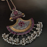 SILVER PLATED TRIBAL NECKLACE IN ANTIQUE FINISH