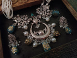 TRIBAL SILVER PLATER NECKLACE IN ANTIQUE FINISH WITH EARRINGS