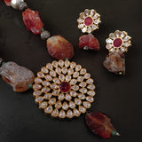 WEAR ME EXCLUSIVE RAW CITRINE STONE NECKPIECE WITH EARRINGS