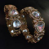 FINEST QUALITY REAL GOLD PLATED POLKI KUNDAN BANGLES