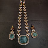DESIGNER DOUBLET STONE NECKLACE WITH EARRINGS