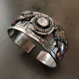 EXCLUSIVE TRIBAL SILVER PLATED DESIGNER ADJUSTABLE BANGLE