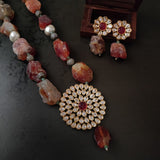 WEAR ME EXCLUSIVE RAW CITRINE STONE NECKPIECE WITH EARRINGS
