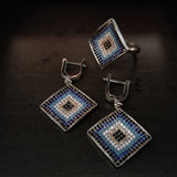 SILVER EVIL EYE EARRINGS AND RING SET